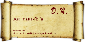 Dux Miklós névjegykártya